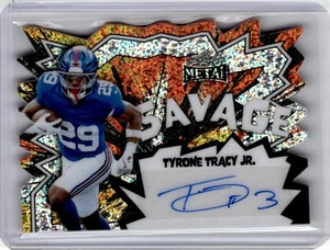 Hoja de metal Savage Sparkle 2025/10 Tyrone Tracy Jr. Rookie Auto 3/10 New York - Imagen 1 de 2