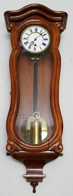 Antiguo reloj de pared austriaco pequeño serpentino accionado por peso Viena 8 días Foto 1 de 4