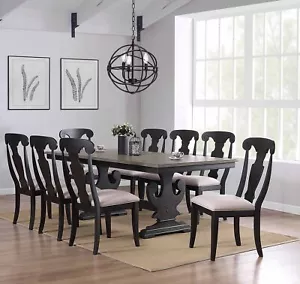 Kings Brand Furniture - Kearny 9 Piece Dining Set, Table & 8 Chairs, Black/Brown - Picture 1 of 6