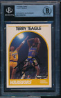 1989-90 Hoops #196 Terry Teagle Signed Auto Autograph Bas Beckett Crisp Sig