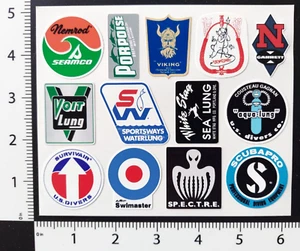 Mini Vintage Scuba Dive Diving Decal Sticker set No.2 repro 6mil UV vinyl 1.5" - Picture 1 of 1