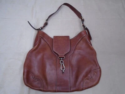 Bolso de hombro Monsac de cuero marrón liso clásico vintage Hobo Satchel Foto 1 de 4