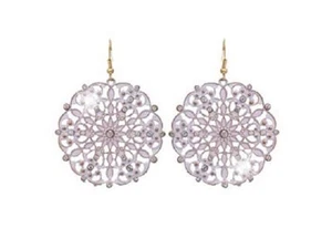 OHRRINGE MEDAILLON weiß klar Kristall Spitze Medaillon Ohrringe - Bild 1 von 1