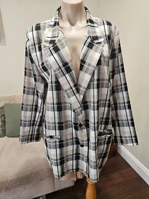 Vintage ** IMAGE AUSTRALIA ** Check ** Neutral Tones ** Single Breast ** Jacket - Imagem 1 de 4