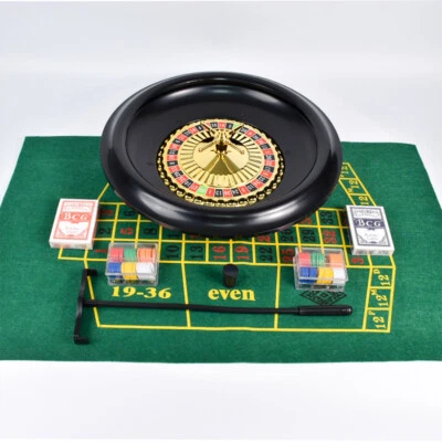 16" Roulette Wheel Set with Felt Chips Cards Rake for Casino Games Deluxe Poker - image 1 of 4