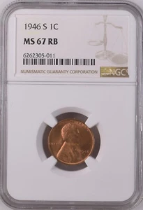 1946-S 1C RB Lincoln Wheat One Cent NGC MS67RB 6262305-011 - Bild 1 von 2