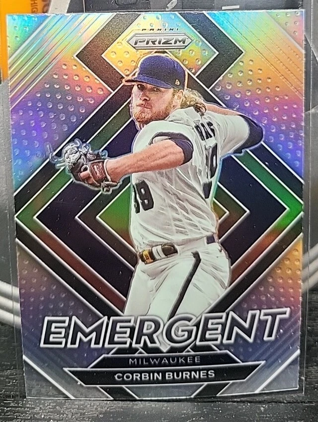 Corbin Burnes 2022 Panini Prizm Emergent Silver Prizm Parallel Insert Card