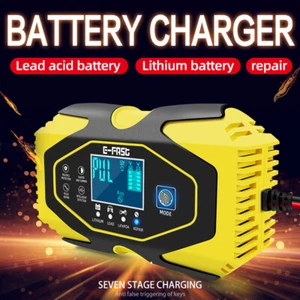 Cargador de Batería de Coche LCD 12V/24V Automático Inteligente Cargador de Batería Mantenedor - Imagen 1 de 12