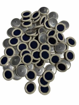 Bulk Buttons! Over 75 Cloth Covered Shank Buttons. Navy and Off White - Image 1 of 4