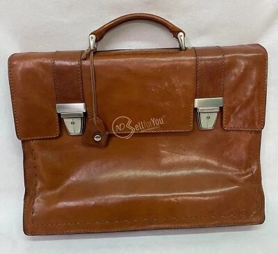 Valigetta portadocumenti vintage in cuoio made in Italy 40x30x11 cm ufficio - Immagine 1 di 4