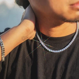 TENNIS CHAIN 5MM 4MM 18"-24" Iced Out Gold Silver Diamond Bling Necklace Unisex - Picture 1 of 34