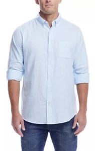 Weatherproof Vintage Men's Long Sleeve Twill Shirt M ⁦Crystal Blue Button Down - Picture 1 of 10