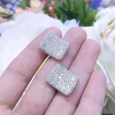 2Ct Round Lab Created Diamond Men's Fancy Style Cufflinks 14K White Gold Finish - Image 1 of 3