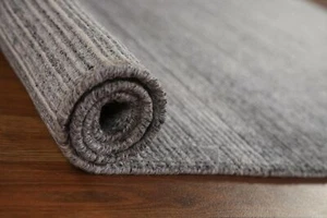 Contemporary Modern 4'x6' Gray Rug Gabbeh Indian Hand-Knotted Solid Rug - Picture 1 of 12