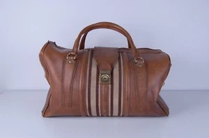 Borsone vintage in pelle grande borsa da viaggio complemento arreddo accessorio - Imagen 1 de 12