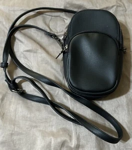 Casual Mini Crossbody bag Faux Leather Black Phone/Camera Bag - Picture 1 of 12