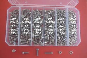 600 M5 SECHSKANTSCHRABEN SORTIMENT DIN 933 V2A-70 A2 EDELSTAHL +U.+MU.+BOX - Bild 1 von 1