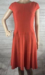Anne Klein Kleid Damen Größe 4 rotbraun gepunktete Kappe Ärmel Retro-Stil süß - Bild 1 von 12