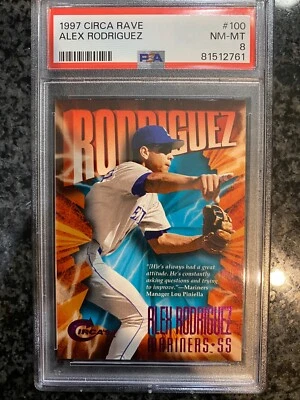 Alex Rodriguez #/150 1997 Skybox Circa rave parallel Seattle Mariners PSA 8 - Image 1 of 2