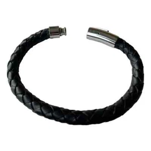 Black Leather 8mm Argos Bracelet for a 8.5"/22cm wrist size - Picture 1 of 1