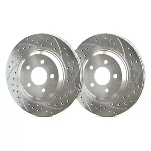 Double Drilled & Slotted Rear Rotors For Subaru WRX STI - Picture 1 of 1