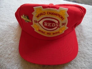 Vintage Cincinnati Reds 1990 World Champions Patch Snapback Hat Cap with pin - Picture 1 of 6