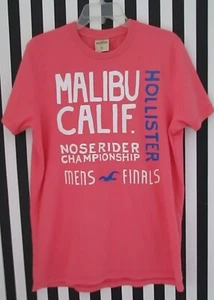 VTG HOLLISTER MALIBU CALIF NOSERIDER SALMON T SHIRT SCREEN PRINT MENS SIZE XL - Picture 1 of 3