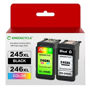 2pk GREENCYCLE PG-245XL CL-246XL Ink Cartridge for Canon IP2820 MG2555 TS3322 - Picture 1 of 9