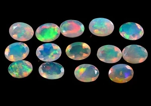 100% Natural Ethiopian Welo Fire Opal 9x7mm Oval Faceted Loose Gemstone 5 Pcs - Picture 1 of 9