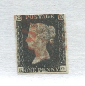 1840 Penny Black lettered KG with a red MX - Picture 1 of 1