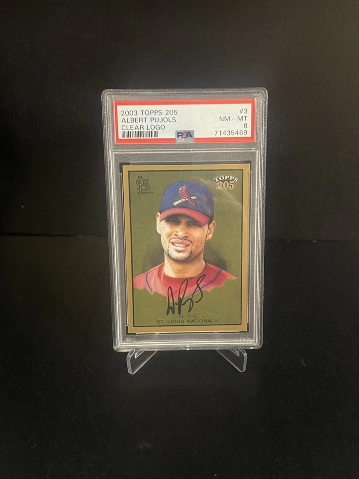 2003 ALBERT PUJOLS #3 TOPPS 205 CLEAR LOGO PSA 8-MLB-HOF-Cardinals - Image 1 of 4