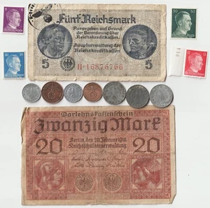 Original Rare Old WWII Germany Note Stamp Eagle Coin Collector's Collection Lot - Picture 1 of 2