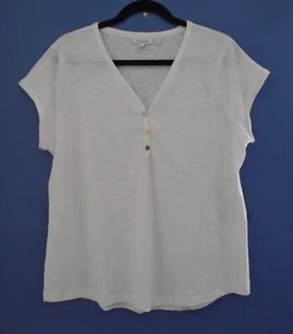 Chico's HENLEY WHITE CAP SLEEVE TEE TOP Size 3 XL 16 18 V Cotton SS NWT $50 - Picture 1 of 9