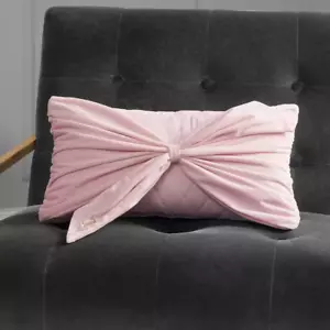 Juicy Velvet Bow Marshmellow Pink 10 In. X 18 In. Throw Pillow - Picture 1 of 12