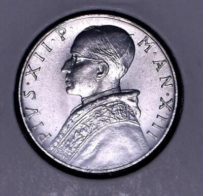 1951 Italy Vatican 10 Lire BRILLIANT UNCIRCULATED ~ *N482 - Image 1 of 3