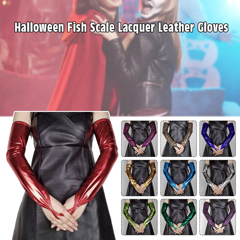 Guantes largos de cuero sintético para mujer noche fiesta sobre el codo sin dedos ropa de baile Foto 1 de 4