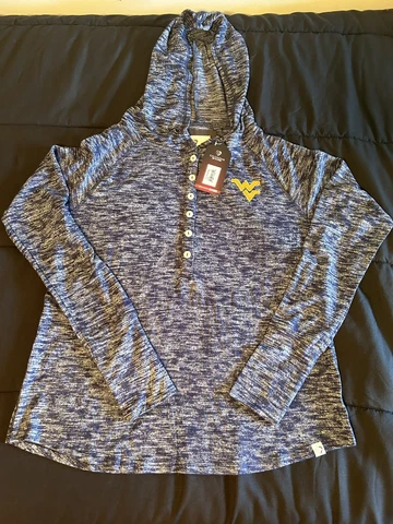 NWT Women’s Size Medium WVU Mountaineers Colosseum Lightweight Hooded Shirt Navy Cover