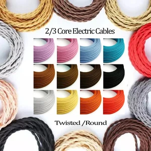 Cable de tela vintage de 2/3 núcleos color italiano trenzado cable de iluminación eléctrica flexible - Imagen 1 de 102