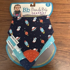 Bazzle Baby BandaBib Teether  'Space Cadet'  2 PK   New - Picture 1 of 2