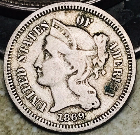 1869 Three Cent Nickel Piece 3C Ungraded Choice US Type Coin CC18627 Cover