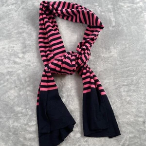 J Crew Scarf Pink Navy Striped 100% Merino Wool Knit 72 x 16.5 Style 23477 - Picture 1 of 12