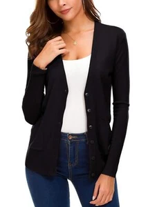 Women's Summer Lightweight Open Front Petite Cardigan Button Down Knitted Swe... - Picture 1 of 7