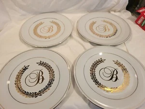 Tienshan Fine China Weißgoldrand Signatur Gold B Monogramm 4 Teller 4 Tassen  - Bild 1 von 11
