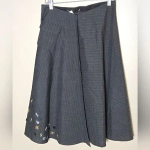 Vintage Y2K Anthroplogie Lance Karesh verziert Seidenmischung Nadelstreifen Rock, 6 - Bild 1 von 4
