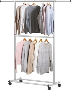 Brand New Unopened Box - Simple Houseware Double Rod Garment Rack, Grey - Picture 1 of 9