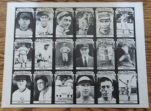 1975 All Time Greats Baseball Post Card Rare TCMA Uncut Sheet Babe Ruth Rare HTF