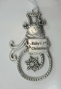C1 Baby's 1st Christmas SNOWMAN SNOWFLAKE ORNAMENT Ganz - Picture 1 of 6
