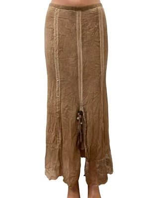 BOTTEGA - Elisa Cavaletti size S skirt midi calf length TAn brown beige embro... - Image 1 of 4