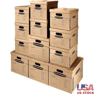 Classic Moving Boxes Pack Tape-Free Durable W/ Reinforced Handles Easy Assembly - Image 1 of 4