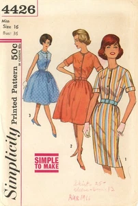 Simplicity 4426 Button Front Slim Dress w Cuffed Sleeves Sz 16 INCOMPLETE READ - Picture 1 of 5